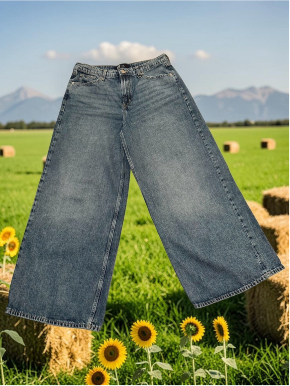 Gap Denim Baggy Jeans Wide Leg Womens 6 / 29R Blue High-Rise Durable Distressed